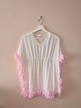 Stella Cove Girls White & Pink Petal Kaftan - 12 years